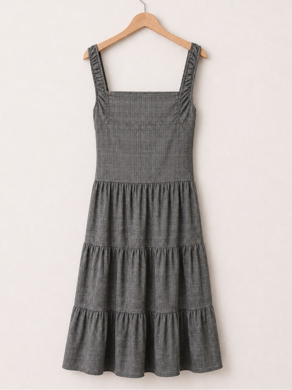 LIONESS Onyx Gingham Check Square Corset Neck Tiered Ballerina Corset Maxi Dress - Picture 6 of 8